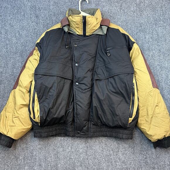 Club Trans-Atlantique Other - Club Trans-Atlantique Down Jacket L Black Yellow 80/20 Feather Leather Trim